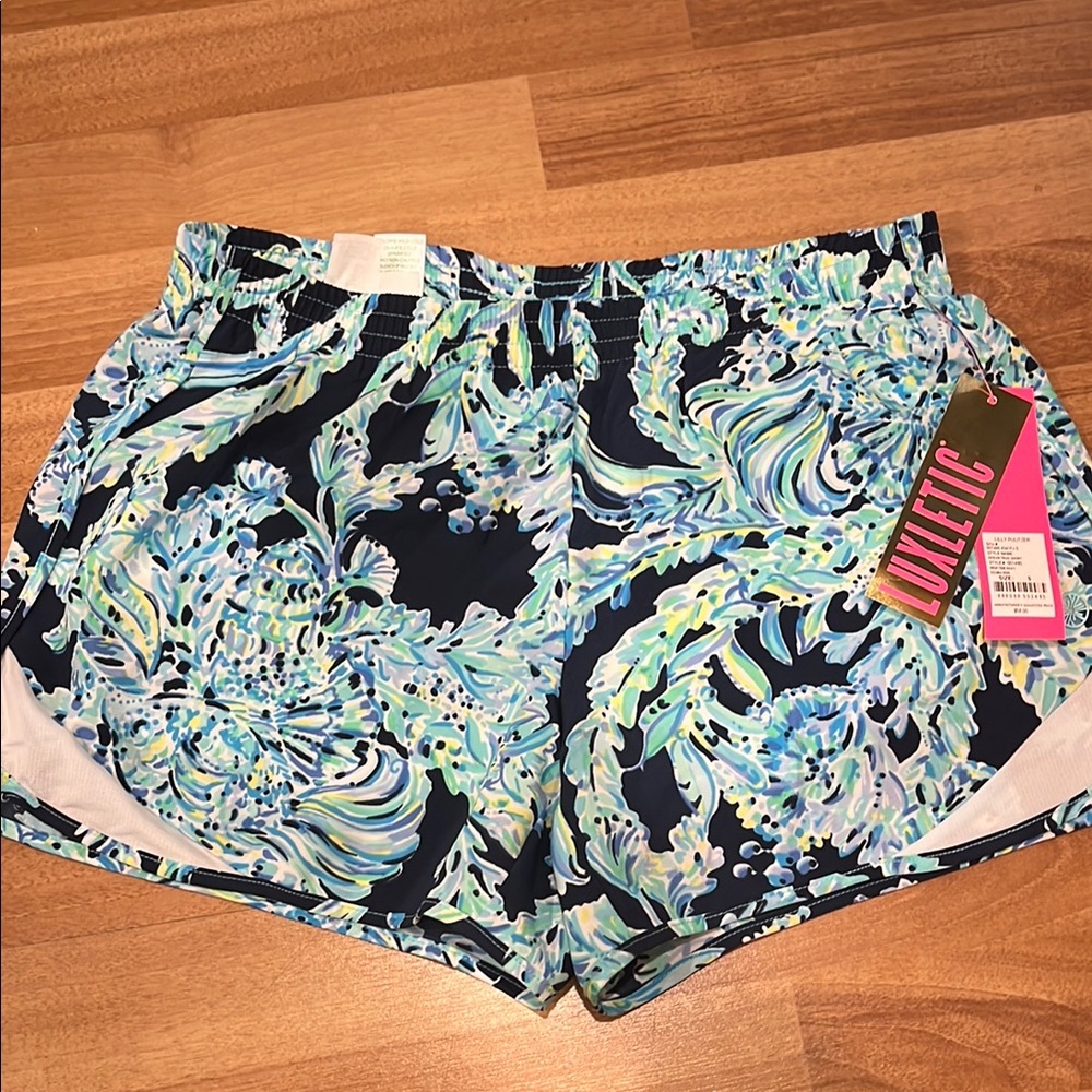 Lilly Pulitzer Athletic Shorts - Blue and Green Pattern